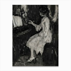 Dark Gothic Woman At The Piano Canvas Print