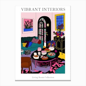 Vibrant Interior Living Room Illustration 3 Canvas Print