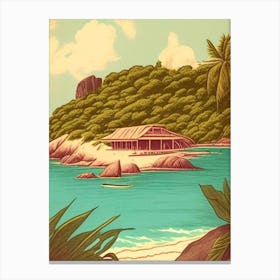 Culebra Island Puerto Rico Vintage Sketch Tropical Destination Canvas Print