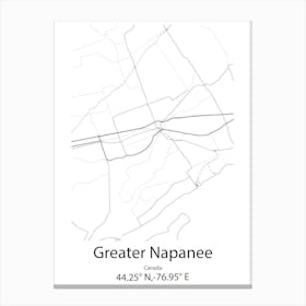 Greater Napanee,Canada Minimalist Map Canvas Print