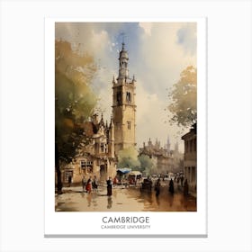 Cambridge University 3 Watercolor Travel Poster Canvas Print