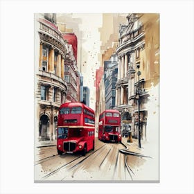 London Double Decker Buses Canvas Print