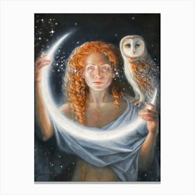 The girl and the owl Canvas Print