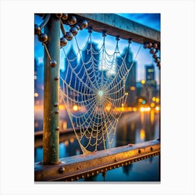 City Of Steel And Silk A Vibrant Spiderweb Its (1) Canvas Print