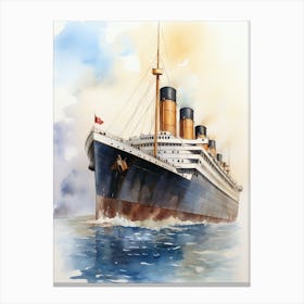 Titanic Ship On The Sea Watercolour 1 Canvas Print