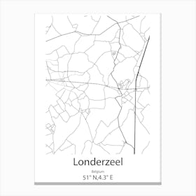 Londerzeel,Belgium Minimalist Map Canvas Print