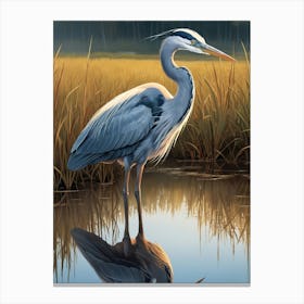 Blue Heron in Water Bird Lover Canvas Print