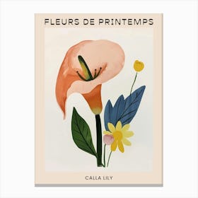 Spring Floral French Poster  Calla Lily 3 Canvas Print