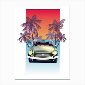 Vintage Car With Palm Trees 1 Canvas Print