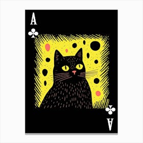 Playing Cards Cat Yellow And Black Canvas Print