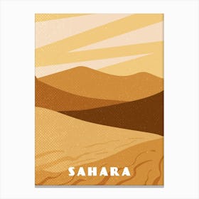 Sahara desert. Algeria, Egypt, Libya, Morocco, Sudan, Tunisia — Retro travel minimalist poster Canvas Print