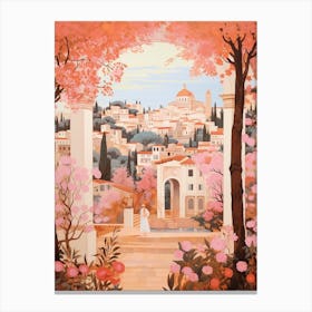 Ibiza Spain 1 Vintage Pink Travel Illustration Canvas Print