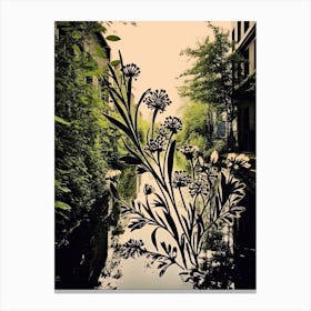 London, Regents Canal, Flower Collage 2 Canvas Print