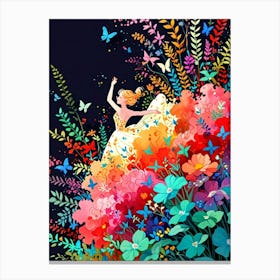 Girl In A Flower Garden Canvas Print