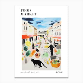 The Food Market In Rome 1 Illustration Poster Canvas Print