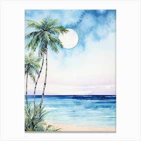 Watercolour Of Seven Mile Beach   Grand Cayman Cayman Islands 3 Canvas Print