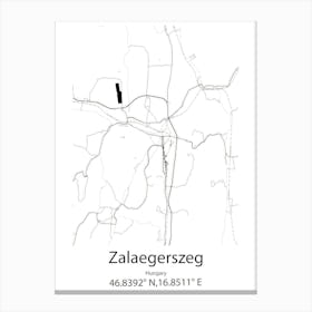 Zalaegerszeg,Hungary Minimalist Map Canvas Print