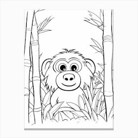 Line Art Jungle Animal Sumatran Orangutan 1 Canvas Print