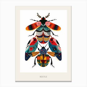 Colourful Insect Illustration Beetle 17 Poster Canvas Print