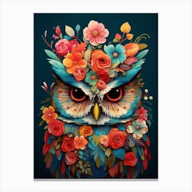 Bird With A Flower Crown Owl 1 Canvas Print