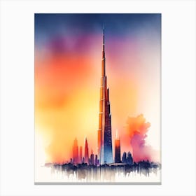 Burj Khalifa Watercolour 3 Canvas Print