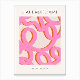 Pink Retro Abstract Lines Canvas Print