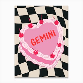 Gemini Zodiac Heart Cake Canvas Print