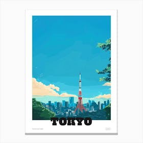 Tokyo Tower 1 Colourful Illustration Poster Canvas Print