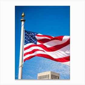 American Flag Stars Stripes Detailing Rippling In The Wind Resonates With Patriotic Glory Against (7) Canvas Print