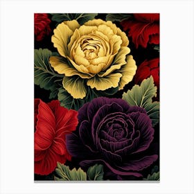 Ornamental Kale And Cabbage 1 William Morris Style Winter Florals Canvas Print