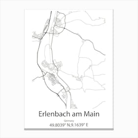 Erlenbach Am Main,Germany Minimalist Map Canvas Print