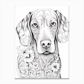 Weimaraner Dog, Line Drawing 3 Canvas Print