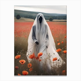 Ghost In The Poppy Fields Painting (13) Canvas Print
