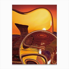 Abstract Still Life Vase And Fruit Canvas Print