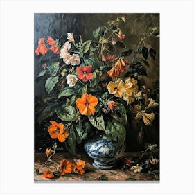 Baroque Floral Still Life Impatiens 1 Canvas Print