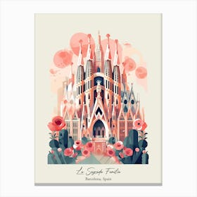La Sagrada Familia   Barcelona, Spain   Cute Botanical Illustration Travel 5 Poster Canvas Print