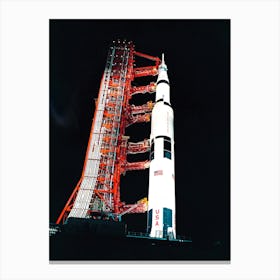 Nighttime, Ground Level View Of Pad A, Launch Complex 39, Kennedy Space Center, Showing The Apollo 13 Canvas Print