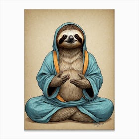 Sloth Meditating Canvas Print