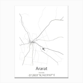 Ararat,Australia Minimalist Map Canvas Print