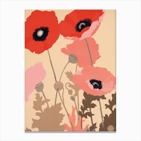 Poppies Flower Big Bold Illustration 3 Canvas Print