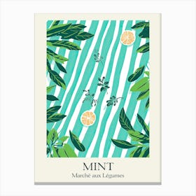 Marche Aux Legumes Mint Summer Illustration 1 Canvas Print