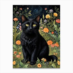 William Morris Black Cat In The Meadow 3 Canvas Print