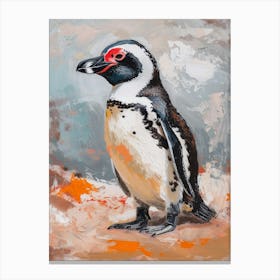 African Penguin Bartolom Island Oil Painting 4 Canvas Print