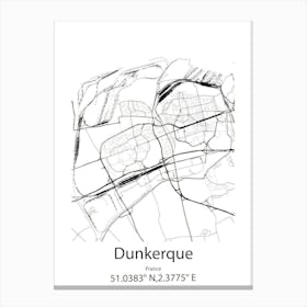 Dunkerque,France Minimalist Map Canvas Print