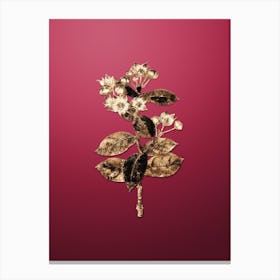 Gold Botanical Tall Calotropis Flower on Viva Magenta n.0481 Canvas Print