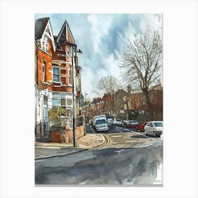 Bexley London Borough   Street Watercolour 3 Canvas Print