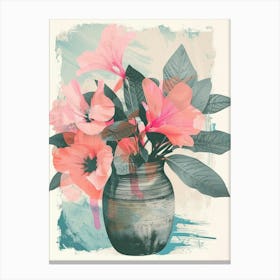 Pink Flowers In A Vase 8 Canvas Print