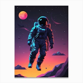 Low Poly Astronaut Minimalist Sunset (2) Canvas Print