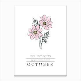 October Cosmos Birth Flower 2 Canvas Print