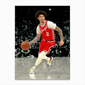 Lonzo Ball Of The Chicago Bulls Walks Backcourt During A Game Against The Brooklyn Nets Canvas Print